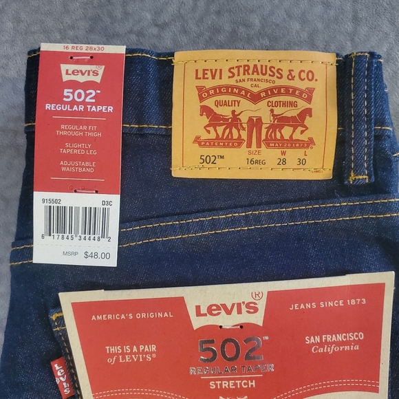 Levi's 502 Stretch Jeans Boy's Size 16 Regular - Picture 6 of 10